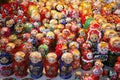 Colorful russian nesting dolls matreshka at the market. Royalty Free Stock Photo