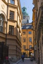 Colorful rustic Alley with Cobblestone road Royalty Free Stock Photo