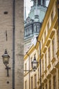 Colorful rustic Alley with Cobblestone road Royalty Free Stock Photo