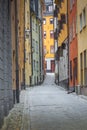 Colorful rustic Alley with Cobblestone road Royalty Free Stock Photo