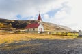 Colorful Rustic , Church on an Iceland Plain near Glaumbaer, Iceland. Royalty Free Stock Photo