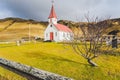 Colorful Rustic , Church on an Iceland Plain near Glaumbaer, Iceland. Royalty Free Stock Photo