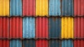 Colorful Rusty Cargo Containers Arranged in a Grid Pattern with Texture and Detail Royalty Free Stock Photo
