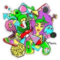 Colorful 90s Fashion Patches Doodle Template