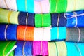 Colorful sack fabrics Royalty Free Stock Photo