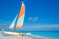 Colorful sailboat on the beach of Varadero in Cuba Royalty Free Stock Photo