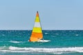 Colorful Sailboat Sailing on a Windy Sunny Summer Day on Georgian Bay Royalty Free Stock Photo