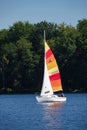 Colorful sailboat in summer on Rend Lake, Illinois Royalty Free Stock Photo
