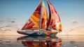 A colorful sailboat on water