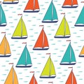 Colorful sailboats seamless pattern