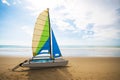 Colorful sailing boat on the beach Royalty Free Stock Photo