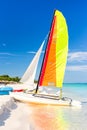 Colorful sailing boat at Varadero beach in Cuba Royalty Free Stock Photo