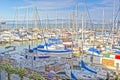 Colorful Sailing Boats at Fishermans Wharf of San-Francisco Bay