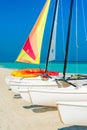 Colorful sailing boats on a tropical cuban beach Royalty Free Stock Photo