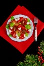 Colorful salad for Christmas dinner with decoration Royalty Free Stock Photo