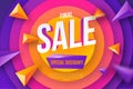 colorful sale banner with geometric shapes vector illustration Royalty Free Stock Photo