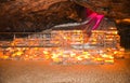 Colorful salt brick wall inside Khewra mine