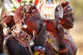 Colorful Samburu warriors in Archers Post, Kenya. Royalty Free Stock Photo