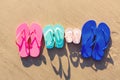 Colorful sandals at the beach Royalty Free Stock Photo