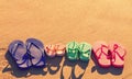 Colorful sandals at the beach