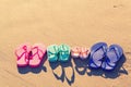 Colorful sandals at the beach