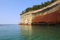 Colorful sandstone cliffs and formations at Pictured Rocks National Lakeshore of Lake Superior, Munising, Michigan, USA Royalty Free Stock Photo