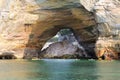 Colorful sandstone cliffs and formations welcoming kayakers at Pictured Rocks National Lakeshore of Lake Superior, Munising, Michi Royalty Free Stock Photo