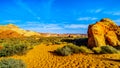 Colorful Sandstone Mountains on the Rainbow Vista Trail in the Valley of Fire State Park in Nevada, USA