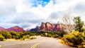 The colorful sandstone mountains of Twin Buttes and Munds Mountain near the town of Sedona Royalty Free Stock Photo