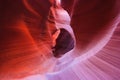 Colorful sandstone walls of Upper and Lower Antelope Canyon near Page Arizona