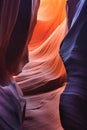 Colorful sandstone walls of Upper and Lower Antelope Canyon near Page Arizona Royalty Free Stock Photo