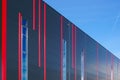 Colorful sandwich panels facade of a new metal construction thermally insulated industrial building Royalty Free Stock Photo