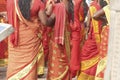 Colorful sarees of pilgrims to the early 11th century Bradishwara Temple