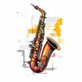 Colorful Saxophone In Graffiti Style With High Tonal Range Royalty Free Stock Photo