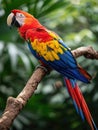 Colorful scarlet macaw parrot in jungle Royalty Free Stock Photo