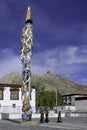 Scarves draped around a pole in the Palcho Monastery in Gyantse Royalty Free Stock Photo