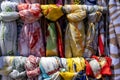 Colorful scarves at a market. Colors of textiles Royalty Free Stock Photo