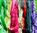 Colorful scarves on a rack Royalty Free Stock Photo