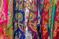 Colorful scarves in street bazaars