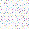 Colorful scatter sprinkles seamless pattern design on white background
