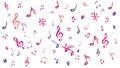 Colorful Scattered Musical Notes, Vibrant Melodic Pattern, vector design Generative AI Royalty Free Stock Photo