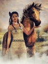 Young native American woman with a horse