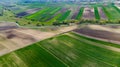 Colorful Scenic Farm Fields Patterns in Countryside. Aerial Drone View