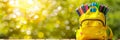 Colorful school backpack and supplies on table with blurred backgroundback to school theme Royalty Free Stock Photo