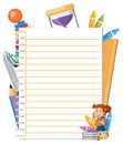 School supplies with blank notebook page Royalty Free Stock Photo