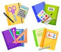 Colorful School Supplies Isolated on White Vector Royalty Free Stock Photo