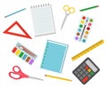 Colorful School Supplies, Stationery Set Vector Royalty Free Stock Photo