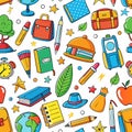 Colorful school supplies seamless pattern Royalty Free Stock Photo