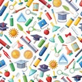 Colorful school supplies seamless pattern Royalty Free Stock Photo