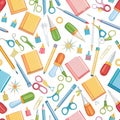Colorful school supplies seamless pattern Royalty Free Stock Photo